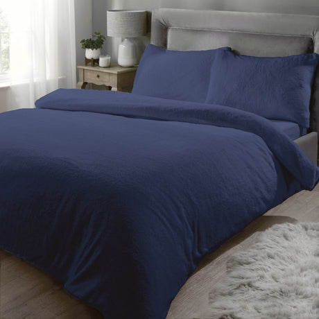 Modern charcoal Teddy Fleece Duvet Set showcasing soft, plush material ideal for winter warmth