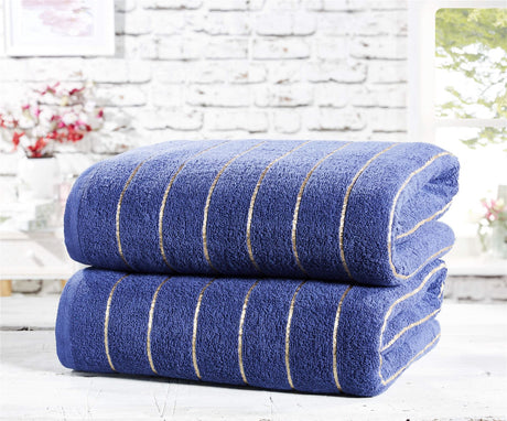 Set of two Sandringham bath towels featuring elegant stripes and premium cotton fabric