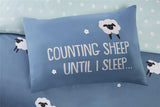Soft and durable microfibre duvet cover set with quirky sheep print on a blue background, includes matching pillowcases