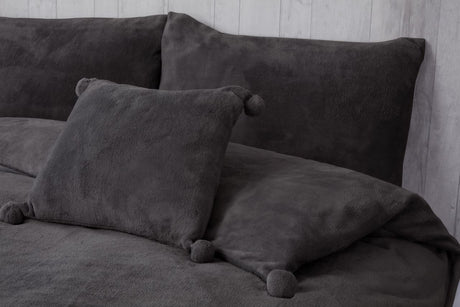 Pom Pom Fleece Filled Cushion 43X43Cm in Soft, Cozy Fabric