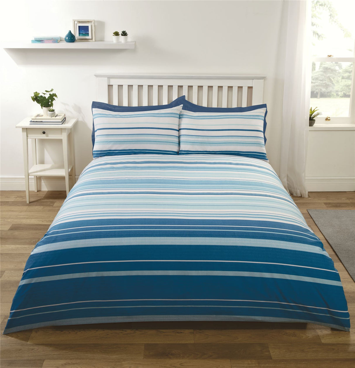 Stratford Stripe Duvet Set in Grey and White with Textured Stripes