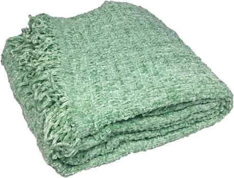 Detailed view of the Zara Throw's textured basket weave pattern and plush chenille fabric
