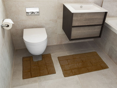 Absorbent tile effect bath mats crafted from pure cotton, providing a plush, soft feel underfoot and enhancing bathroom decor