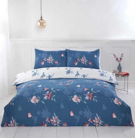 Complete bedding set including duvet cover and matching pillowcases with whimsical hummingbird accents