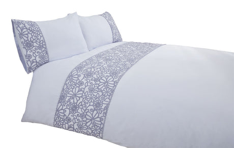Full view of the butterfly duvet cover with button closure and floral details