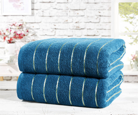 Sandringham hand towels with metallic accents and classic striped pattern in soft cotton