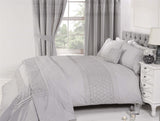Timeless kingsize duvet cover set with exquisite embroidery and pintuck detail