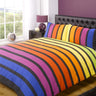 King size Soho duvet cover with contemporary striped design and matching pillows, ideal for a modern bedroom setting