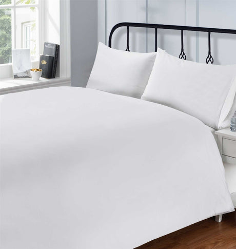 Full view of the classic cotton flat sheet draped neatly to highlight its soft, durable 200 thread count quality