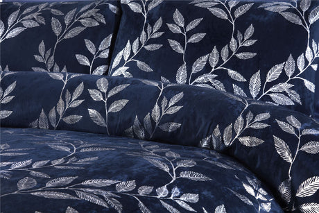 Complete Como Duvet Set with intricate leaf pattern on easycare fabric, available in single, double, and king sizes with matching pillowcases