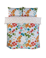 Full view of the Betty Duvet Set highlighting its bright, cheerful floral design with a mix of stylised flowers and whimsical patterns enhancing bedroom decor