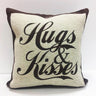 Chenille slogan cushion with hugs and kisses for sofa decoration