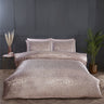 Luxurious Bellagio Duvet Set in blush pink with gold foil detailing showcasing elegant bedding