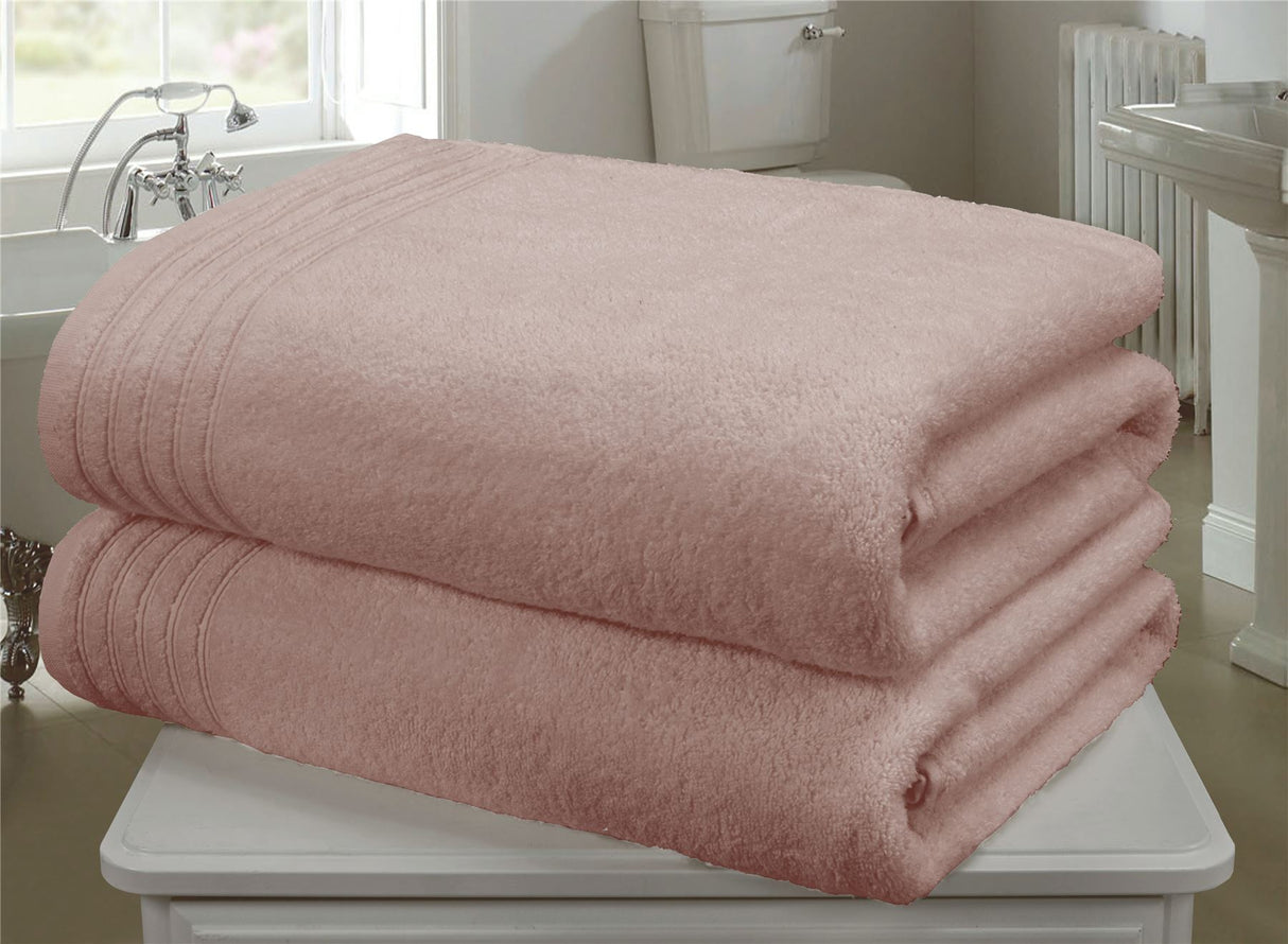Luxurious plain dyed so soft bathroom towels with woven border detail