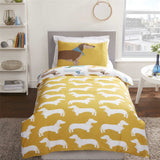 Fun and funky sausage dog duvet set showcasing reversible design, popper closures, and easycare fabric for quick maintenance