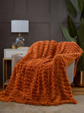 Interior scene featuring the rabbit fur throw enhancing a stylish lounge area with comfort