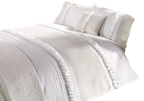 Elegant Serenity Duvet Set with classic design, cotton seersucker banding, and button fastening