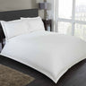 Elegant Mayfair Duvet Set showcasing modern minimalist style with embroidered rectangular border detail on duvet cover and matching pillowcases