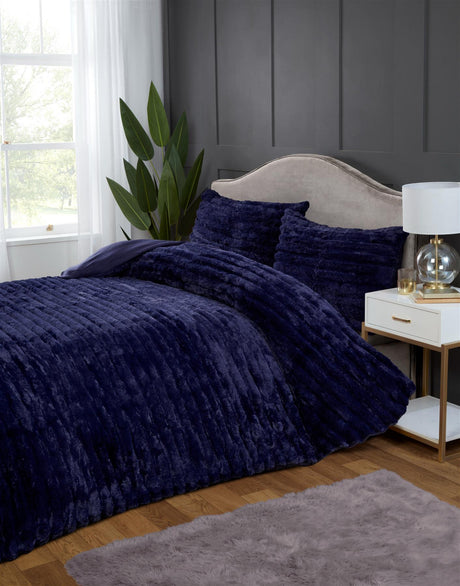 Full view of a bedroom featuring the Rabbit Faux-Fur Duvet Set in deep, sumptuous colours for a sophisticated look