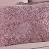 Detailed view of the stunning ruffle embellishment on the Limoges Filled Cushion, complementing the rose floral pattern