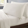 Elegant brushed cotton flat sheet featuring a cosy, heat-retaining fabric in a warm beige tone