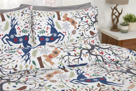 Kingsize Tatton Duvet Set displaying leaping stags and detailed nature scene 