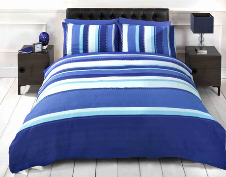 Double size Detroit Duvet Set with matching pillowcases highlighting popper closure mechanism
