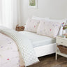 Blooming pink floral bedding set with duvet cover, fitted sheet and pillowcase