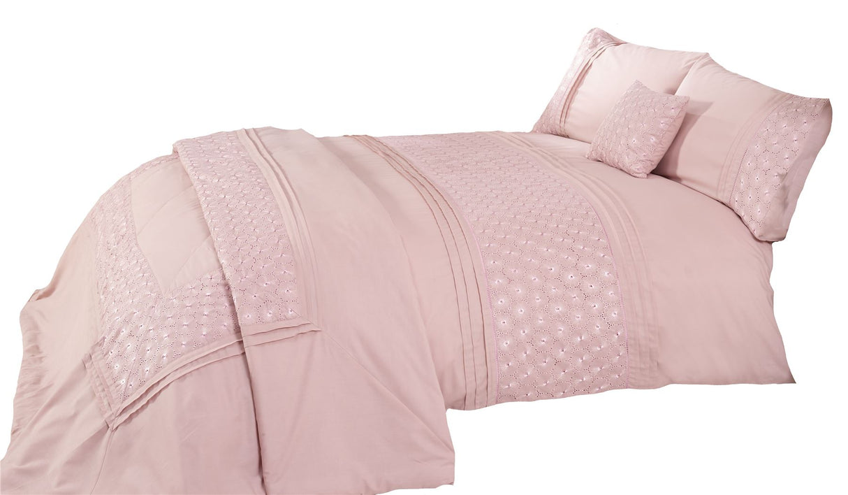 Double pillowcases with elegant embroidery to complement the matching duvet cover