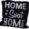 Chenille slogan cushion with 'Home Sweet Home' in cool text, perfect accent for sofa
