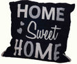 Chenille slogan cushion with 'Home Sweet Home' in cool text, perfect accent for sofa