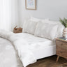 Stylish Fern Complete Bedding Set with white and grey leaf print on microfibre fabric