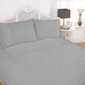 Superking Sorrento bedding set featuring delicate lace trim across the duvet cover and pillowcases, with button closure