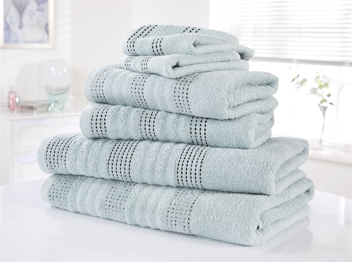 Luxurious 100% combed cotton spa towels with alternating stab stitch border