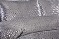 Elegant Bellagio Boudoir Cushion in silver base with silver foil accents, perfect for refined bedroom decor