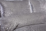 Elegant Bellagio Boudoir Cushion in silver base with silver foil accents, perfect for refined bedroom decor