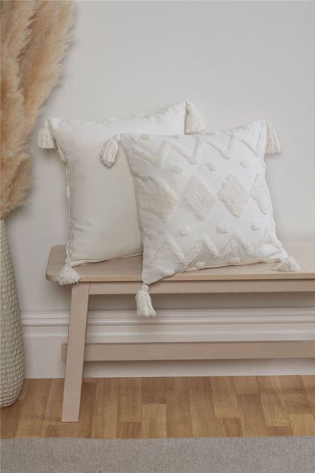 Decorative Juniper Tufted Filled Cushion adding sophistication and comfort to a modern living space