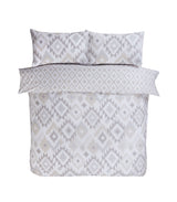 Soft fabric Ikat duvet set with colourful reversible design and matching pillowcases for stylish bedroom décor