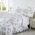 Traditional ditsy floral and patchwork print superking duvet set with button closing mechanism