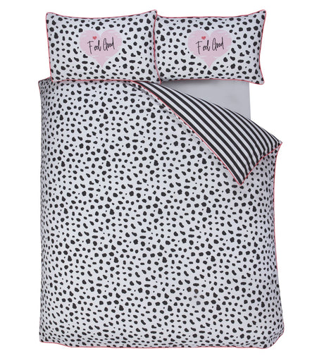 Contemporary dalmation duvet cover with easycare fabric and popper closure in various sizes