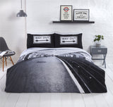 Vintage Tottenham Court Road Tube station photograph duvet cover with matching Way Out sign pillowcases