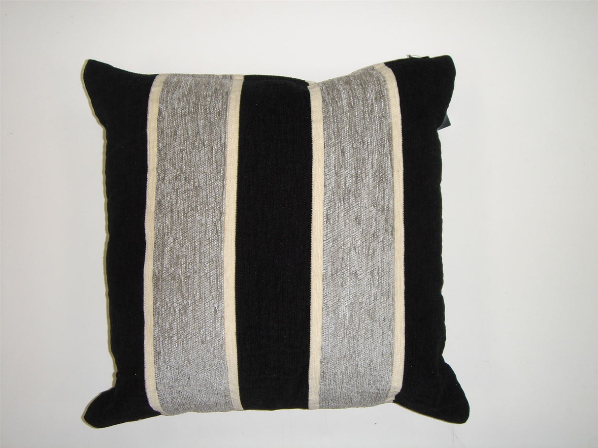 A heavyweight plum striped chenille filled cushion with a soft touch