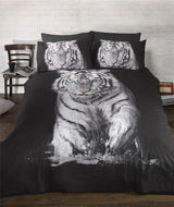 Stunning photographic print of a mesmerising white tiger with blue eyes