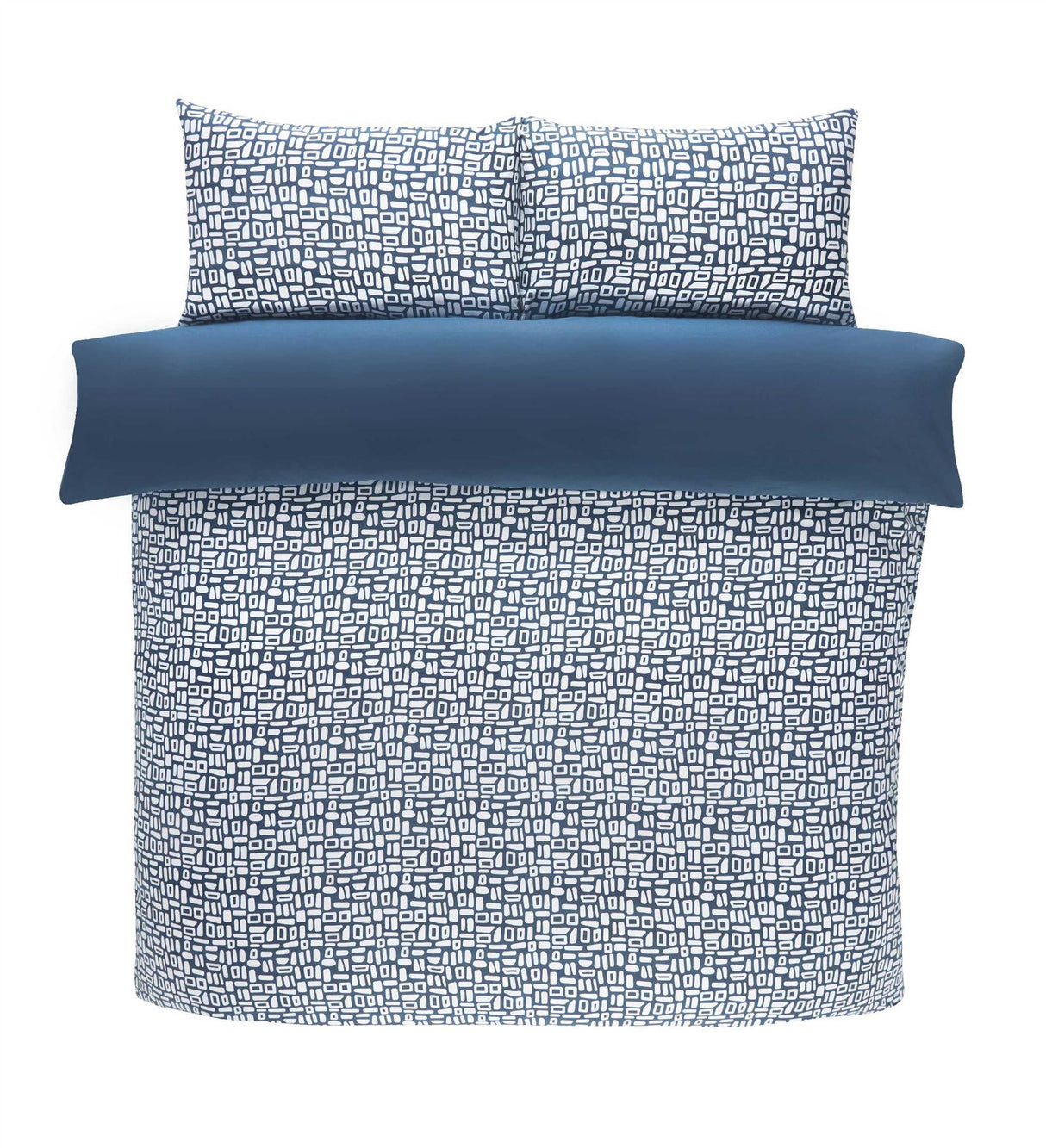 Close-up of the navy blue Pebbles Duvet Cover showcasing durable 180 thread count microfibre material