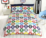 Official TfL licensed London Underground duvet cover set in vibrant colours with popper closures and easycare fabric