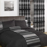Double-sized New York bedding featuring finely woven fabric with bold chenille stripes and matching pillowcases