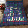 Cozy tartan print duvet cover and pillowcase set featuring festive slogan for a warm bedroom look