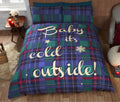 Cozy tartan print duvet cover and pillowcase set featuring festive slogan for a warm bedroom look