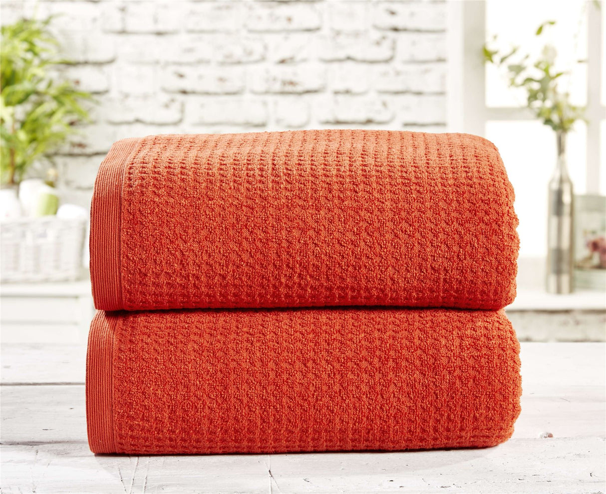 Soft and absorbent waffle towel in light blue color