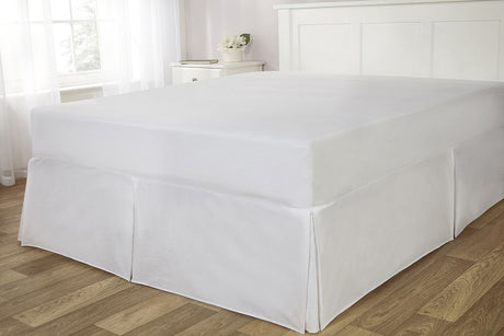 Full-length image of the cream Easy Fit Valance Sheet fitted neatly over a double-sized bed showcasing its elegant and cosy appearance